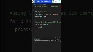 Python for Dummies 6 - Python Sets Data Type