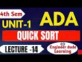 Quick Sort Algorithm in ADA Divide and Conquer Technique Unit-1 Lecture 14 Engineerdude-g6m