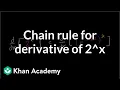 Chain rule for derivative of 2 x