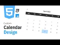 Custom Calendar Design From Scratch HTML CSS Javascript
