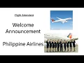 Welcome Announcent Philippine Airlines Flight Attendant Welcome Announcement