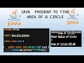 Java program to Calculate Area of Circle Java Circle Program for find Area