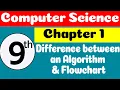 9th Class Computer Chapter 1-Difference between an Algorithm Flowchart - Class 9 Computer Chapter 1