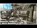 BLOXBURG Modern Tropical Mega Mansion Speedbuild interior full tour Roblox House Build