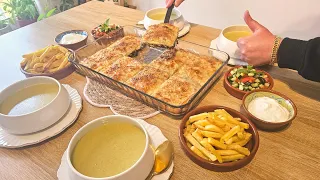 أطيب صينية بورك للعشاء او الغداء وما تشبعون منها! بدون لحوم + الذ شوربة كريمية بدقائق