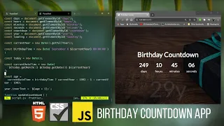 Birt ay Countdown App in HTML CSS and JavaScript ASMR Coding No Talking