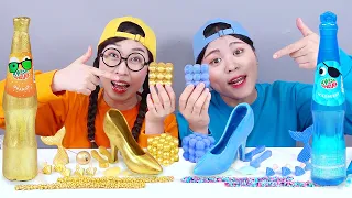 Vàng VS Món tráng miệng thạch sô cô la xanh Thử thách DONA
