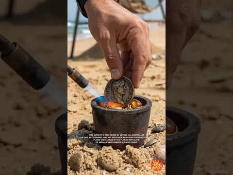 Tesouro encontrado na areia | Moedas antigas e corrente de ouro descobertas 🪙🏝️✨