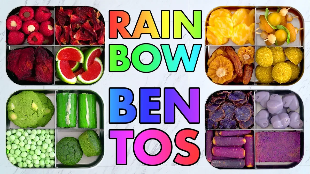 Rainbow Bento Snack Boxes! Colorful Vegan + Vegetarian Recipes Inspiration! - Mind Over Munch!