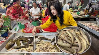 Market show: Buy long fish for cooking | Yummy crispy fish recipe