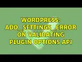 Wordpress add - settings