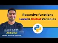 Python Class-33 Recursive functions local global variables in Telugu