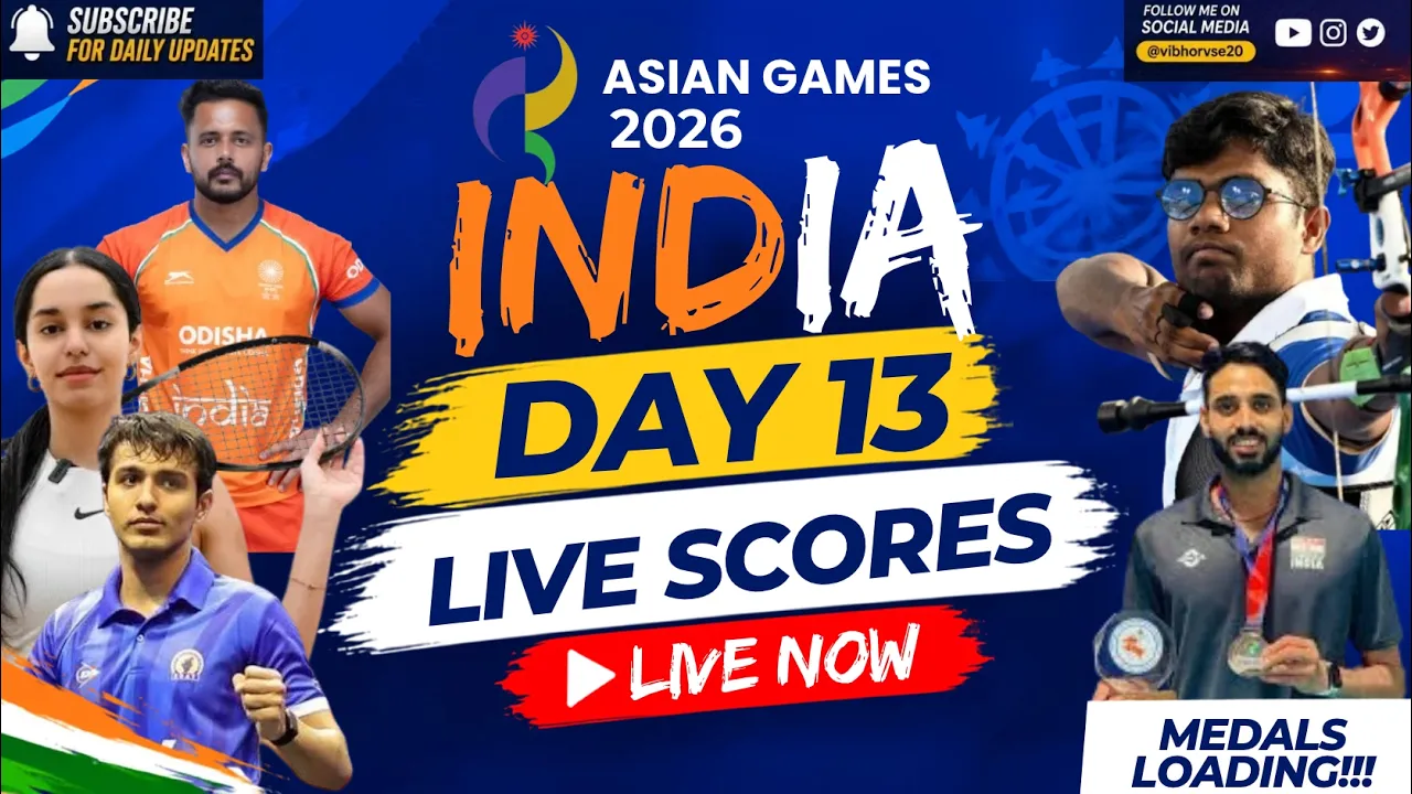 Live: Asian games 2026 Day 13 India! Shooting, Squash, Archery, Volleyball, Wrestling, Medals Scores 2026-10-01 01:33