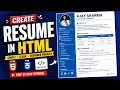 Create CV in HTML CSS Modern Resume Website Tutorial HTML Resume Project