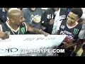 MAYWEATHER AND SON KORAUN SPECIAL CO-MVP MOMENT DONATE TO CHARITY CANCER FOUNDATION