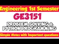 GE3151 Problem solving and python programming Notes With Important questions Engineering king