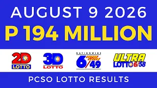 Lotto Result Today 9PM August 9 2026 PCSO