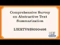 Comprehensive Survey on Abstractive Text Summarization