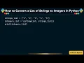 How to Convert a List of Strings to Integers in Python