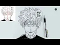 How to draw Gojo Satoru from Jujutsu Kaisen How to draw anime step by step Easy anime drawing