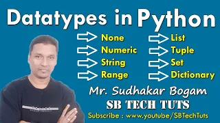 Data Types in Python Python DataTypes List Tuple Mapping Set Range None Python Programming