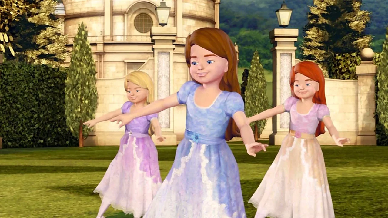 Barbie in The 12 Dancing Princesses - Derek the royal cobbler plays a tune for the 12 sisters Barbie in The 12 Dancing Princesses - Derek the royal cobbler plays a tune for the 12 sisters