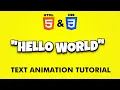 HTML CSS Tutorial Text Animation Hello World