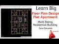 Learn Flat apartment floor plan design high rise tower multi storey building Typical plan Auto CAD