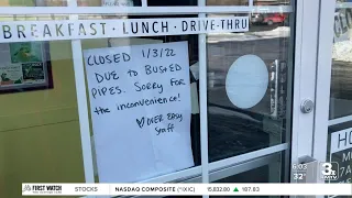Over Easy Restaurant is closed to due burst water pipes