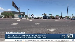 Tempe intersection enforcement cameras warning period ends