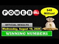 Powerball Winning Numbers Wednesday August 19 2026 48M Jackpot