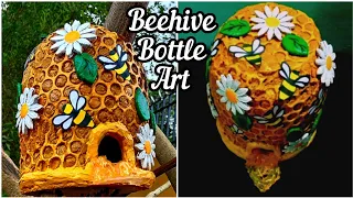 How To Make Beehive With Flowers Honeycomb Bottle Art Plastic Bottle Craft 