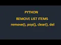 Remove List Items remove pop clear del Beginner Guide