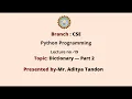 Python Programming Dictionaries Part-2 AKTU Digital Education