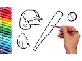 Drawing Baseball Sport Equipment Coloring Page How To Draw And Learning Colors For Children