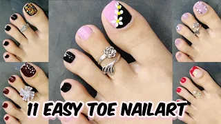 11 Easy toe nail designs Best satisfying toe nail art compilation feet nail designs