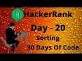 Hacker Rank 30 days of code in Day 20 Sorting code solution