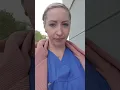 Blonde nurse smoking after work