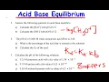 Acid Base Equilibrium Tutorial Sheet 2025