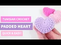 Easy Tunisian Crochet Padded Heart How to Crochet a Heart for Beginners Cute Mini Heart Tutorial