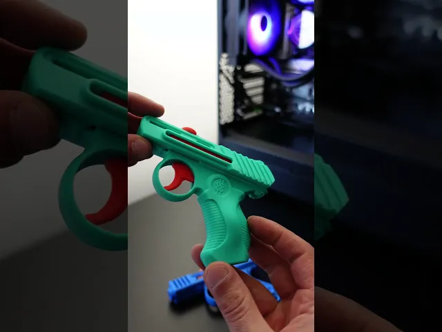 Fully 3D Printable Tiny Toy Gun - (x4 Round - semiauto) - v2 video thumbnail