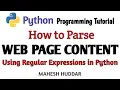 How to Parse HTML Content using Regular Expressions - Python Tutorial by Mahesh Huddar
