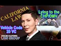 Vehicle Code 20 The crime of lying to the CHP or DMV
