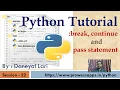 Python Tutorial for Beginners continue and pass statement in Python