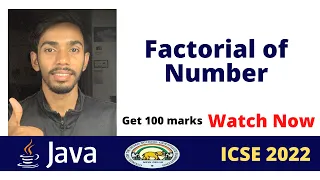 Java Program for Factorial of a Number Class X 2022 by Prateik Sharma computer cl