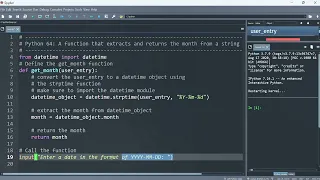 Python 64 A function that extracts and returns the month from a string using strptime