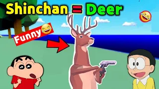 Download Shinchan and Nobita Become Deer 😂 || Ye Kaisa Deer Hai !! 😱 || Funniest Game ever || Deer Simulator MP3