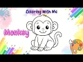 Easy Monkey Coloring Page for Kids