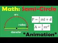 SEMI CIRCLE Area Perimeter Math Animation