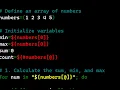learn bash script linux create min max sum count statistic in bash